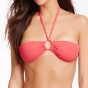Bettinis Solids Bandeau Bikini‎ Top Neon Flame nwt